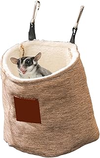 Sugar Glider Sleeping Pouch,Cage Hanging Bag,Warm Cage Accessories & Toys for Sugar Gliders, Guinea Pigs, Ferrets, Hamsters, Sack Swing Hanging Bed for Gliders Rat Hedgehog Hamster,Coffee