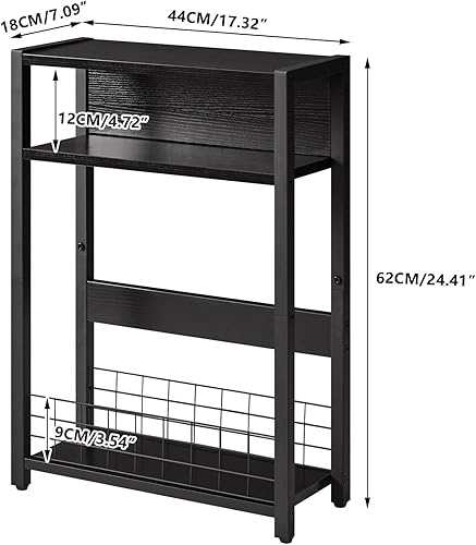 Miniatura 3 de IBUYKE Mesa auxiliar estrecha con estante de almacenamiento, mesa auxiliar de 3 niveles, mesa de sofá moderna, mesita de noche pequeña con