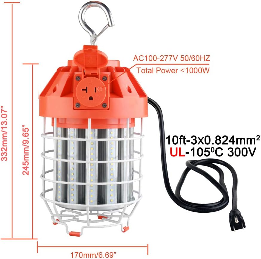 Exclusive Discount 50% Price Dephen 60W LED Temporary Work Light-8400Lumen LED Construction Lights 5000K Temporary lights Daisy Chain Portable Hanging Lights with Outlet & Hook for Outdoor Indoor Jobsite Light 🛒 Flash Sale Dephen 60W LED Temporary Work Light-8400Lumen LED Construction Lights 5000K Temporary lights Daisy Chain Portable Hanging Lights with Outlet & Hook for Outdoor Indoor Jobsite Light