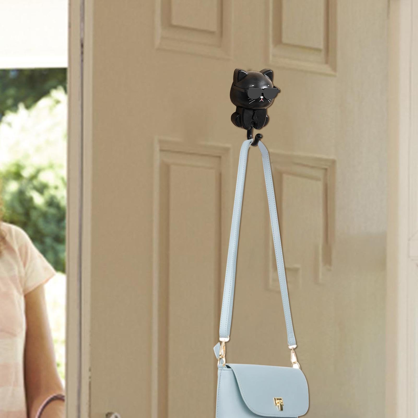 Wall Cat Key Organizer - Cute Kitten Wall Hooks, Pet-Themed Key Hanger | Adorable Cat Shaped Key Holder with Sunglasses, Multipurpose Cute Room Decor Coat Hook for Coats, Bags, Scarves, and Hats