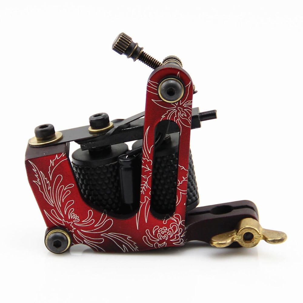 1 Pcs Of Aluminium Frame 10 Wrap Copper Coils Tattoo Machine Liner Shader Red