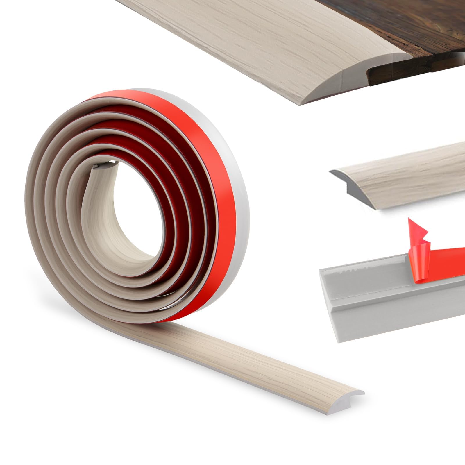 Ztowoto Gray Wood Grain-200Cm 200Cm Carpet Door Strips-Self Adhesive,Threshold Strip Door Bar Pvc，Floor Transition Strips Edgings Rubber Flooring,Door Threshold For Tile/Carpet Flooring Threshold Transition(3.5Cm,Gray Wood Grain)