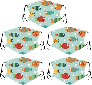 BB67 5Pcs Children's Face Macks Printed Sport Outdoor Reusable Washable Adjustable Breathable Face Bandanas