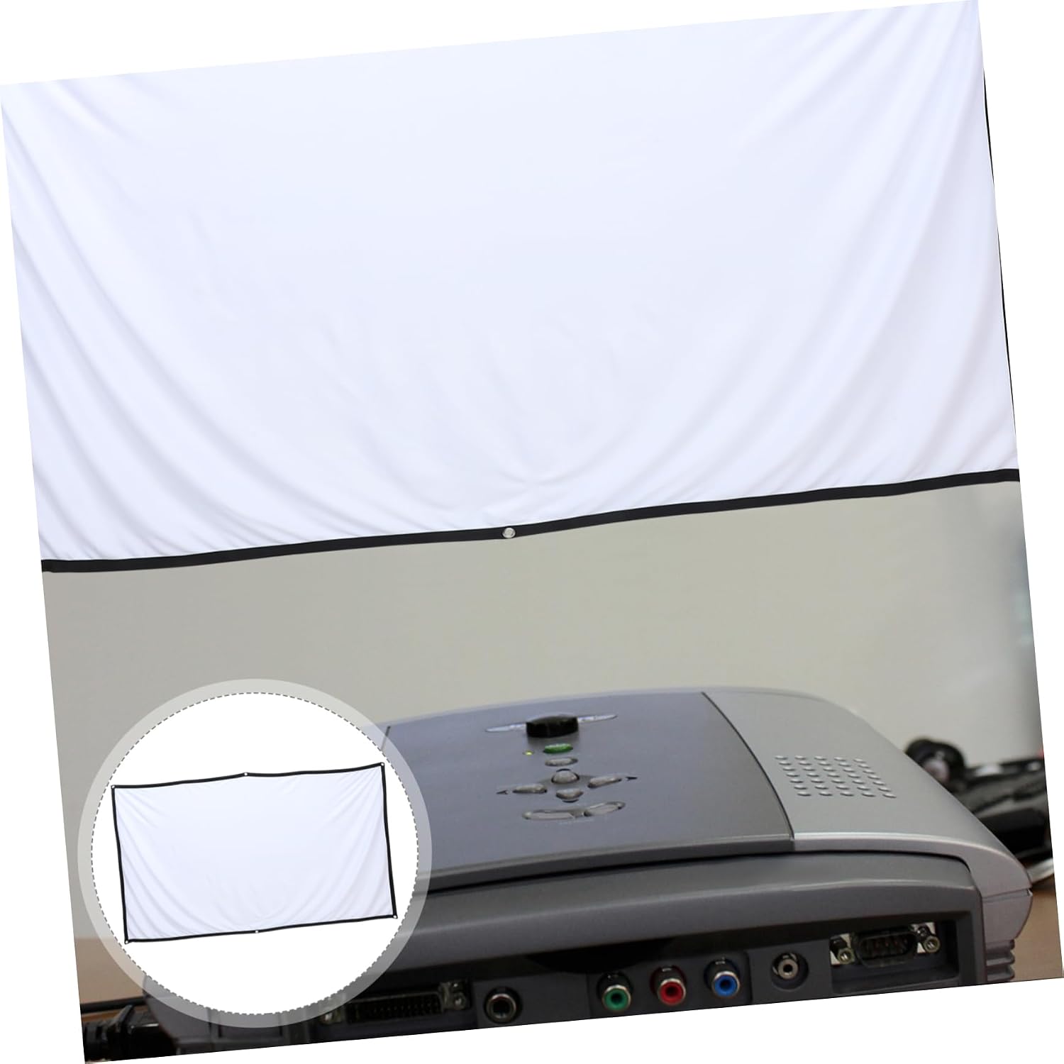 SEWACC Home Projector Screen with Wrinkle Sides Fabric for Enhanced Front and Rear Projection Includes Hooks and Rope for Easy Installation