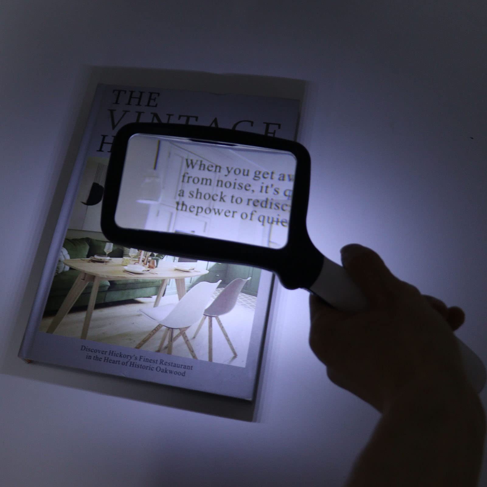 Opvouwbaar Handvergrootglas met Licht, 3X Grote Rechthoekige Leesloep met Dimbare LED, Verlichte Vergrootglas voor Senioren die Kranten, Boeken, Verlicht Lezen