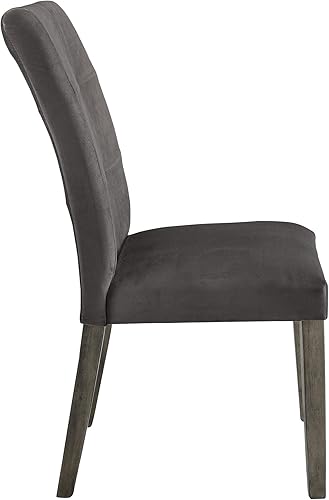 Miniatura 9 de Juego de 2 sillas de comedor de madera maciza con asiento tapizado de franela, sillas laterales con respaldo alto, sillas de cocina de 39 pulgadas,