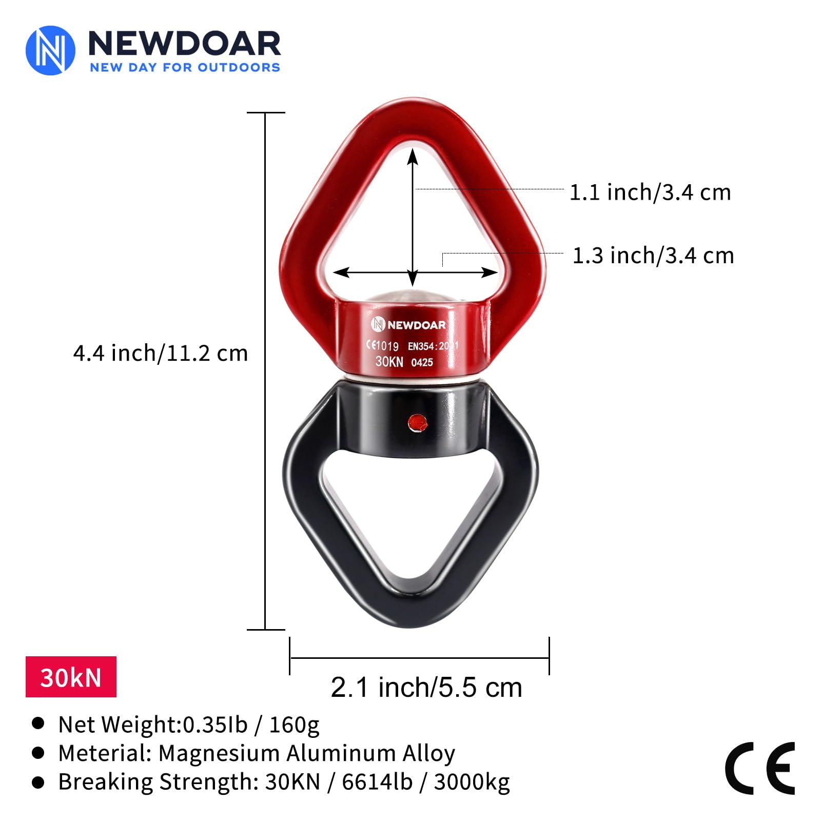 NewDoar Swing Swivel, Dispositivo Girevole Micro Rotatore Certificato CE 30KN per Altalena Danza Aerea/Yoga/Altalena/Amaca Sospesa/Arboricoltore di Arrampicata su Roccia