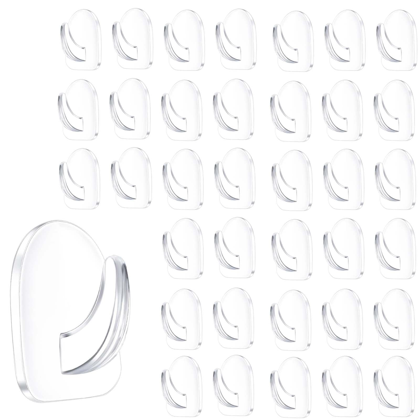 50 Pieces Clear Self Adhesive Hooks for Hanging, Transparent Reusable Sticky Hooks,Small Acrylic Heavy Duty Sticky Hangers with Non Marking Sticker for Kitchen Bathroom Bedroom Office