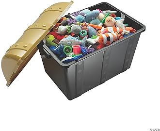 Fun Express Large Kids Treasure Chest Box - Fun Plastic Storage Bin for Toys, Rewards and Stuffed Animals Multi-Purpose Kids Treasure Box and Ultimate Toy Organizer