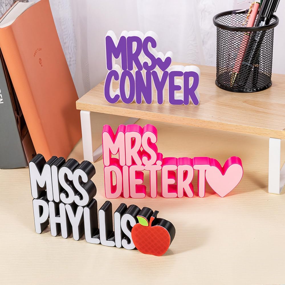 Personalized Desk Name Plate Multicolor by 3D Printed – Custom Office Decor Gifts for Teacher, Employee