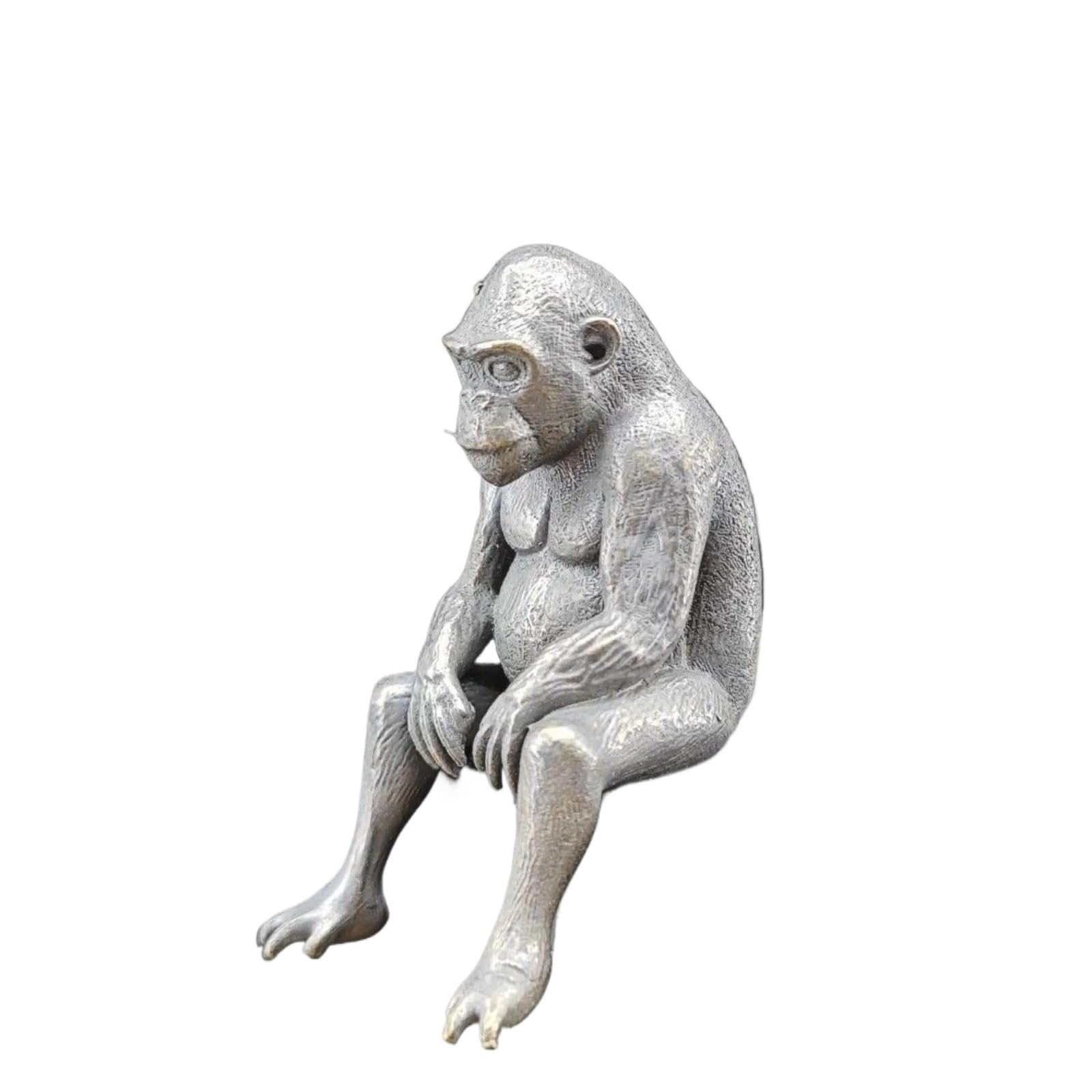 NGDFGR 1.61In Black Brass Sitting Gorilla Miniature Statue,Metal Realistic Animal Monkey Gorilla Sculpture Figurine Desktop Ornament Home Bonsai Micro Landscape Decr Accessories