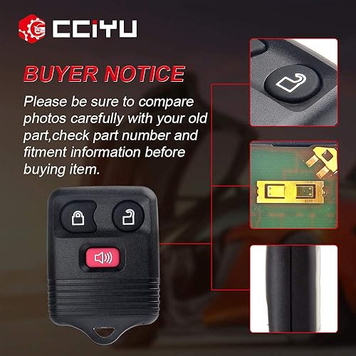 Miniatura 6 de cciyu CWTWB1U331 - Alarma de transmisor de clicker de entrada sin llave, 1 x 3 botones para Ford Edge para F150 98-16 para M azda para L incoln para
