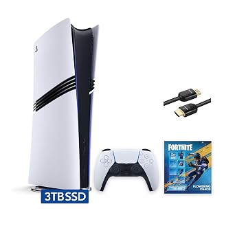 Sony PlayStation 5 Pro Upgraded 3TB Digital Edition Fortnite Flowering Chaos Bundle 8K HDMI Ultra High Speed Cable - White, Flagship Pro PS5 3TB PCIe SSD Gaming Console with Upgraded 3TB Ultra Fast SSD, PS5 Pro Game Boost and Backwards Compatibility [video gam