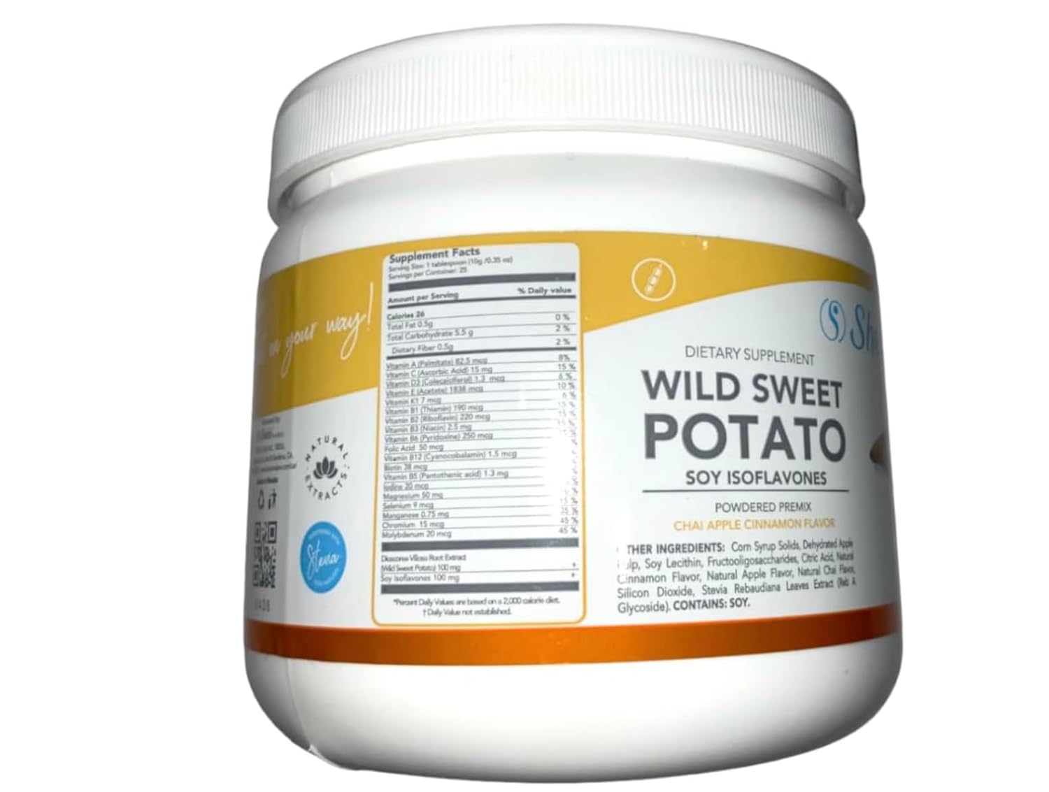 Sheló NABEL Wild Sweet Potato Powdered premix chai Apple Cinnamon Flavor Bottle with 250G - 8.81 OZ