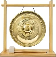 Vista 4 de Gongs de pezón dorado tailandés en soportes, incluye gong, tu elección de soporte y maza/tono brillante transparente/gong fabricado en Tailandia