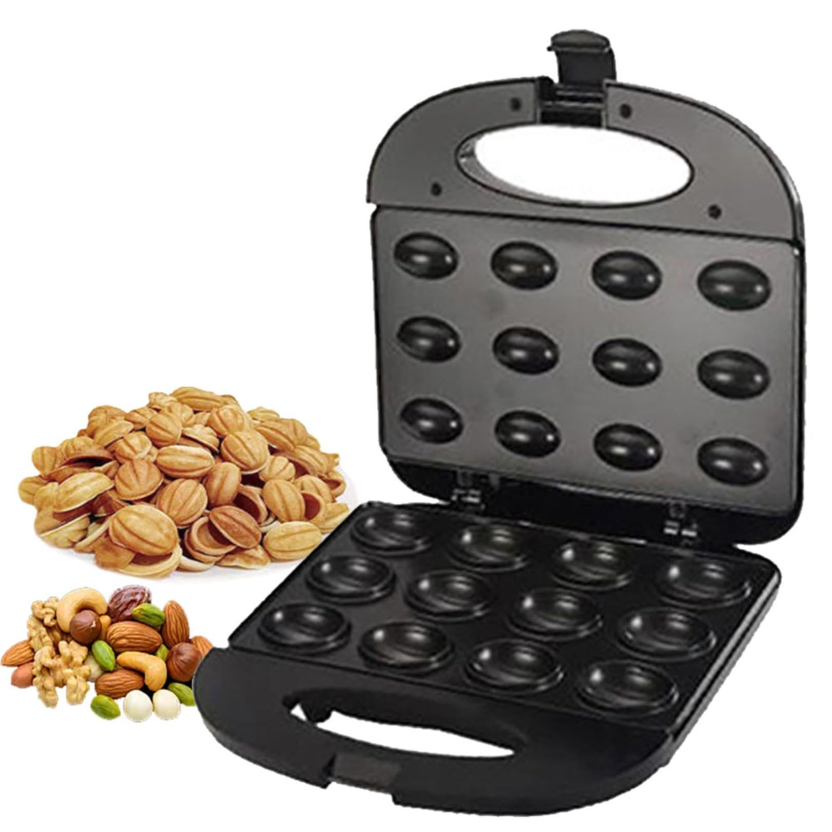 Máquina eléctrica para tartas de nueces con revestimiento antiadherente y mango resistente al calor para golosinas caseras de desayuno