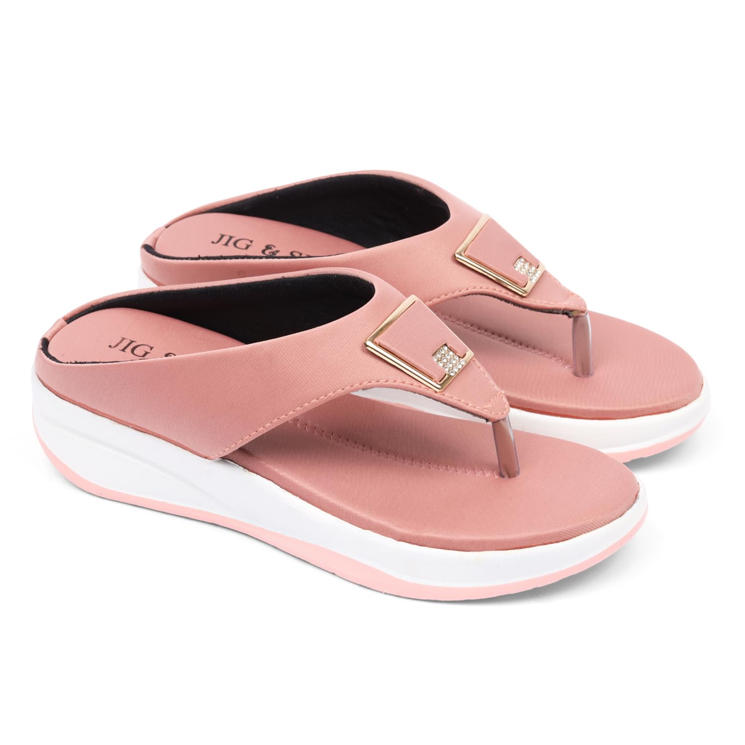 JIG & SID Women & Girls Flip-Flops Slippers Light weight, Soft Footbed, Comfortable & Stylish Wedges Slip On Slipper For Casual Wear & Formal Wear (J_S_110636_Peach_6) (B0D6RXYRGX) Amazon Price History, Amazon Price Tracker