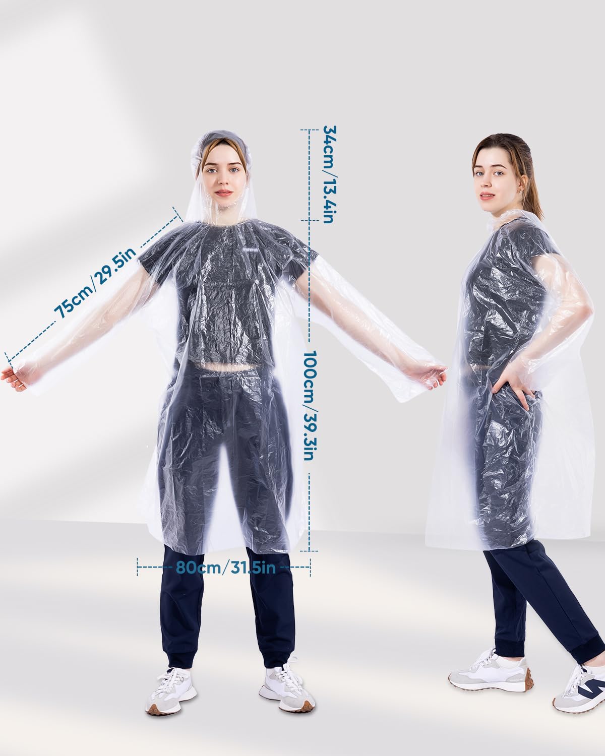 50/100 pezzi poncho antipioggia impermeabili usa e getta con cappuccio per uomo e donna, leggeri e compatti per campeggio e viaggio