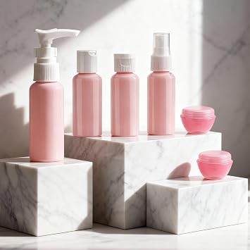 11 Pack Travel Bottles for Toiletries Refillable Travel Size Toiletries TSA Approved Toiletry Bottles Leak Proof Containers Kit with Clear Toiletry Bag for Shampoo Conditioner Lotion(Pink)