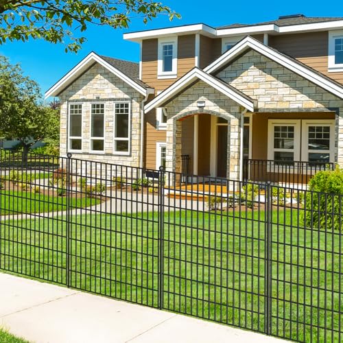 Toolterritary 10 Panels No Dig Garden Fence with Gate, 40 in(H) X 24.2 ft(L) Metal Fence Panels, Thickened Rustproof Garden Fencing, Animal Barrier Fence for for Dogs, Rabbits, Landscape, Patio