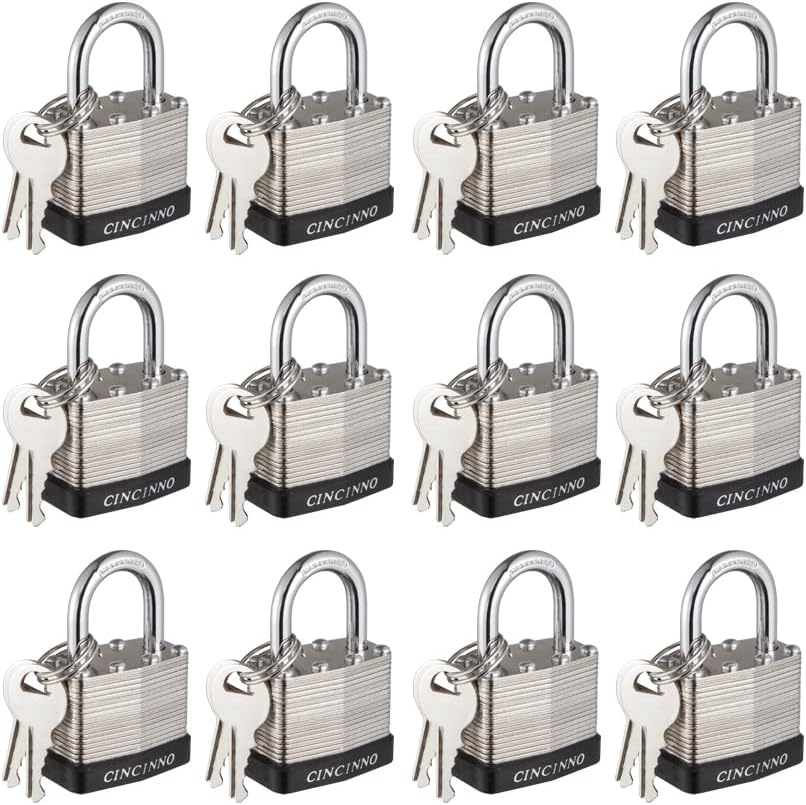 CINCINNO 40mm Keyed Alike Nickel Plated Laminated Steel Padlock, 19/16