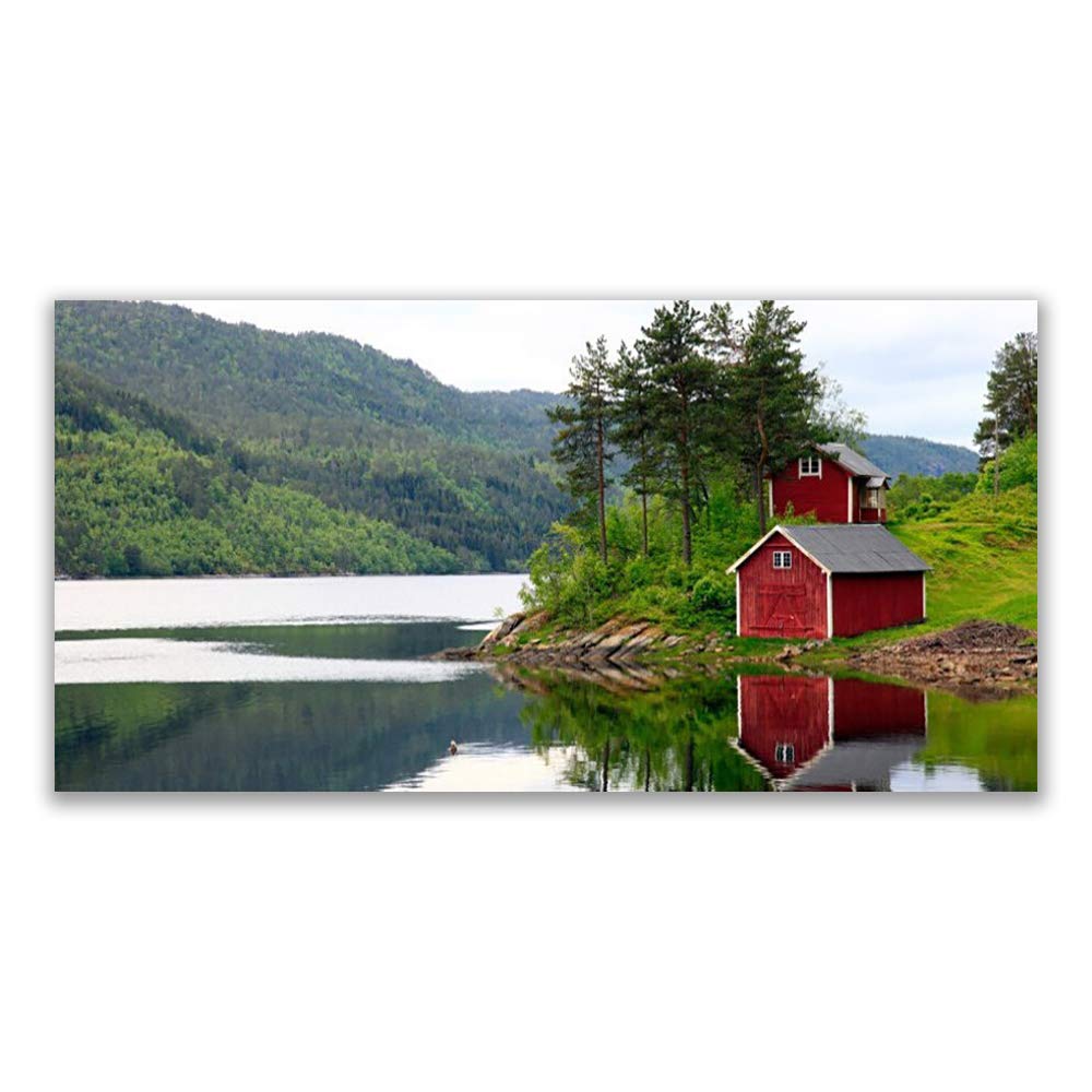 Tableau moderne design de 120x60cm avec impression haute définition de lac alpin
