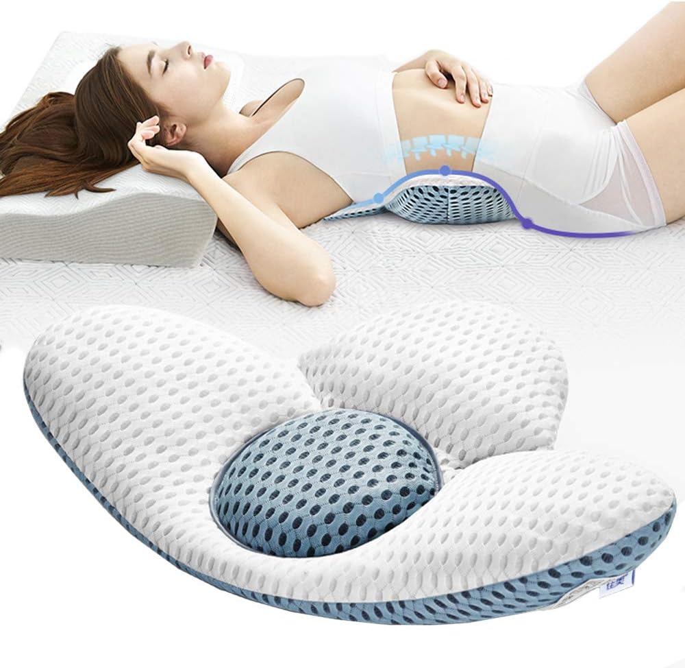 FcareLumbar Support Pillow for Sleeping, Height Adjustable, 3D Lower Back Support Pillow Waist Sciatic Pain Relief Cushion Reduce Pain for Bed Rest - Side, Back and Stomach Sleepers…