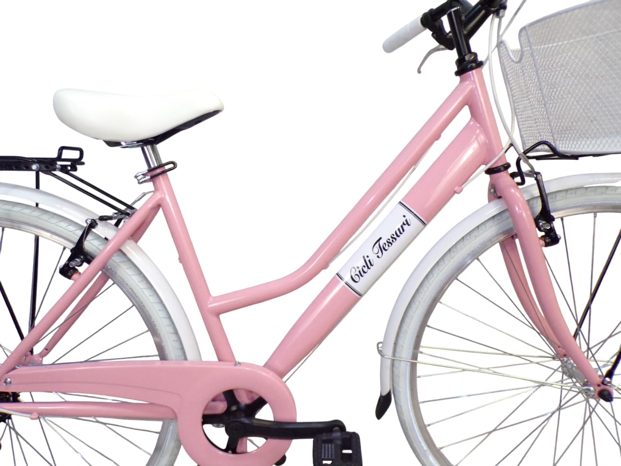 Cicli Tessari - bicicletta da donna bici da passeggio city bike ruota 28 trekking cambio 6 velocita' con cesto anteriore