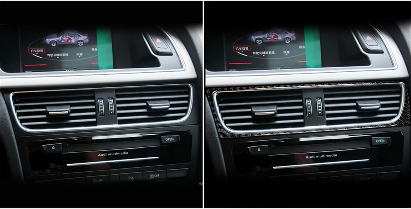 A4 B8 A5 Q5 2009-2016 Compatible with Car Interior Self Adhesive Dashboard Decal Carbon Fiber Black Sticker A34 (Air Outlet Vent Type A)