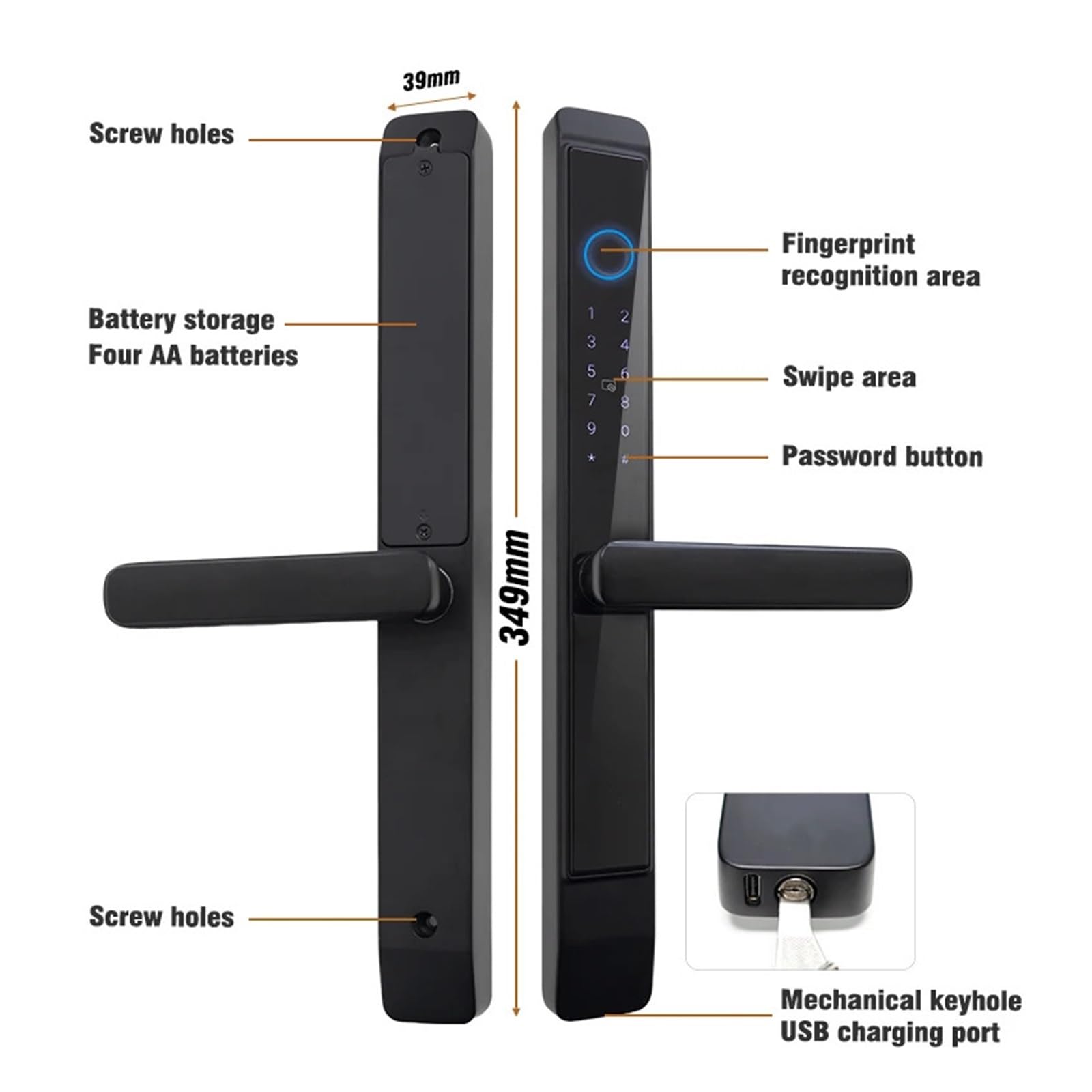 Cerradura de puerta corredera impermeable IP66 con tarjeta de código digital de huellas dactilares (22 x 240 4085)