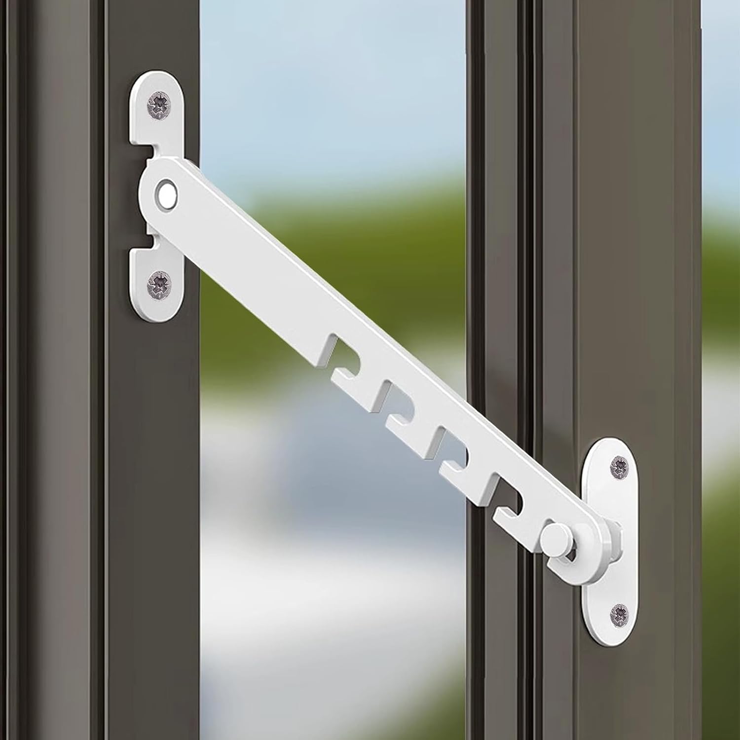 Generic Window Safety Lock Latch with Long Hook White Window Stopper Childproof Windproof Restrictor for Home Security