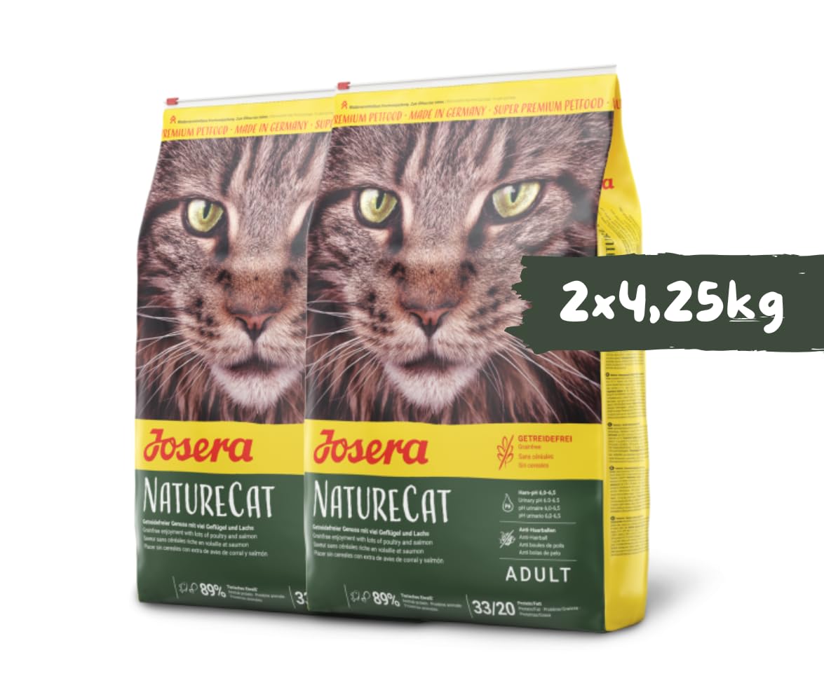 Josera NatureCat | Cat | Katze | Trockenfutter | Getreidefrei | Premium Katzenfutter für ausgewachsene Katzen | Goodie | Sparbundle 2 x 4,25kg + Kritzelmännchen (2 x 4,25 KG)