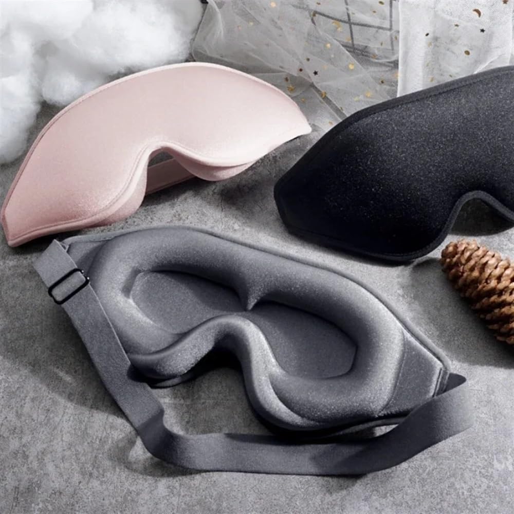 Maschera 3D da viaggio per dormire, naturale, portatile, morbida, in memory foam, imbottita, copertura per gli occhi, maschera per occhiali (nero, 4 pezzi)