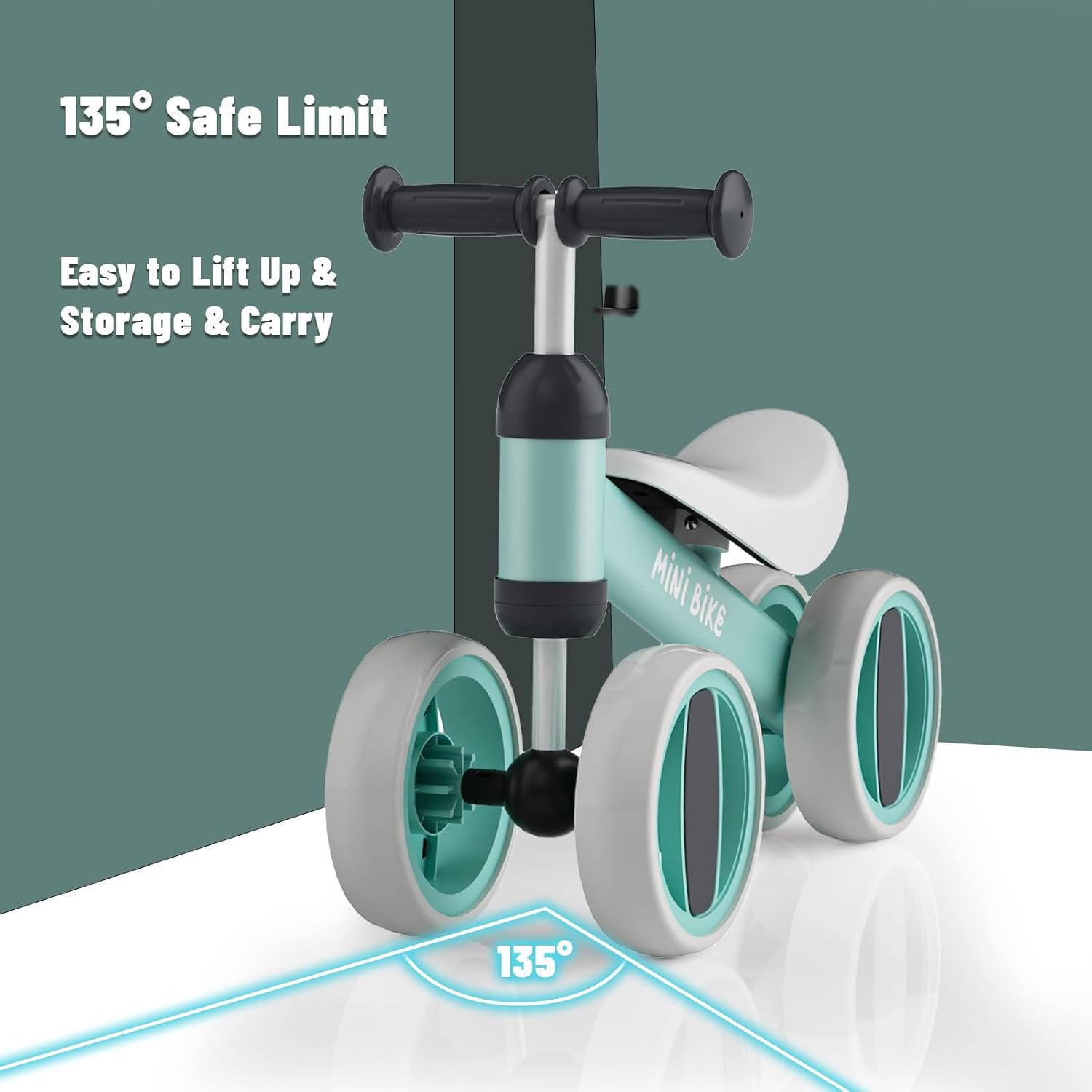 SIMATE Balance Bike Toys for 1 Year Old Boys Girls, 12-24 Month Toddler Ride on Toys, 4 Silent Wheels & Soft Seat, First Birthday Gifts for Baby Girls Boys