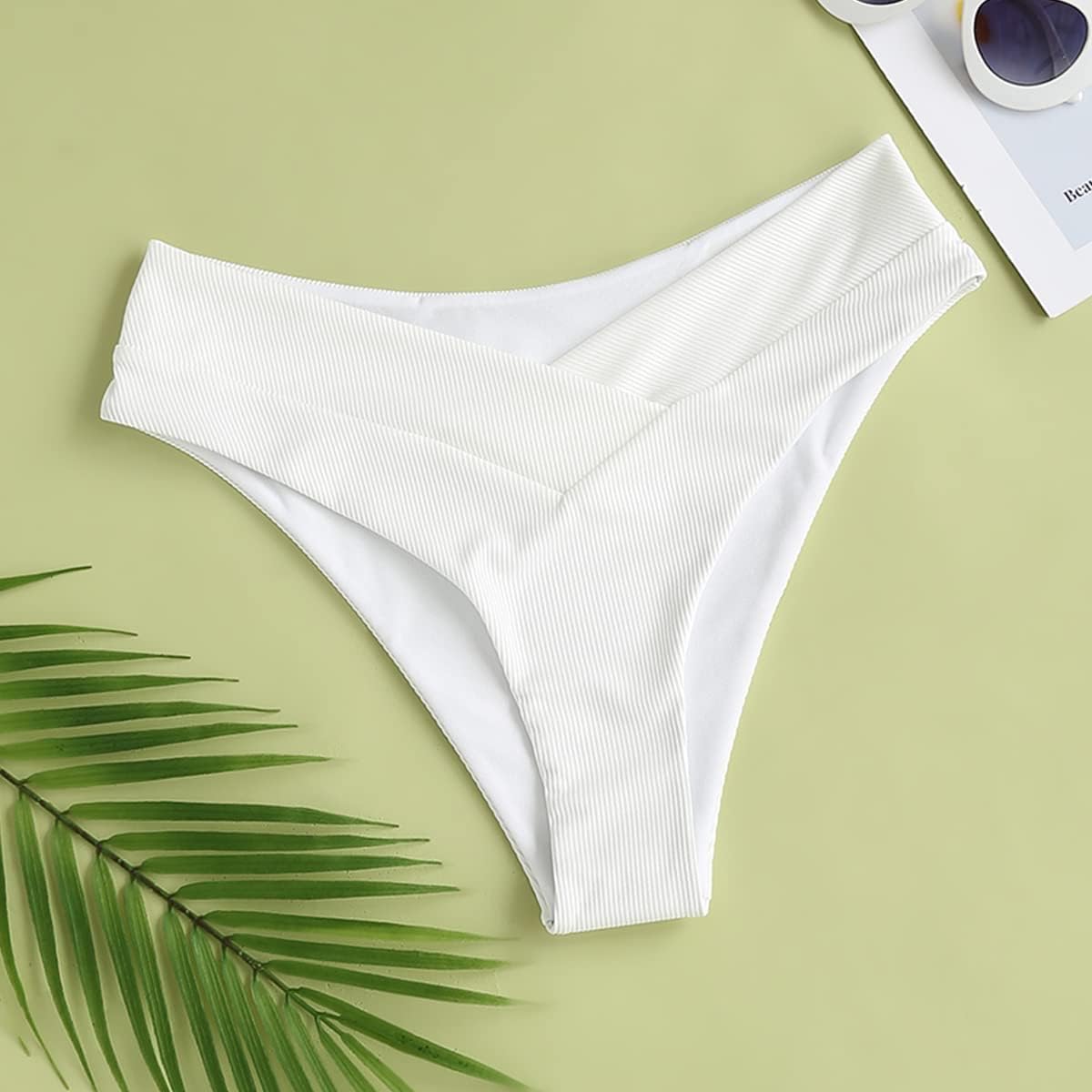 Leoparts Women's V Cut High Waisted Bikini Bottom Ribbed High Cut Cheeky Swimsuit Bathing Suit Bottoms - Image 3