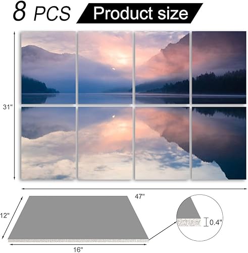 Miniatura 6 de Paneles de pared acústicos insonorizados Zen como lago Montaña Agua Paisaje Paisaje Naturaleza amanecer Amanecer Arte Autoadhesivo Paneles Acústicos