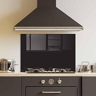 27 Black Kitchen Ideas For a Bold Sophisticated Look 186 Tempered Glass Kitchen Backsplash, Stove Back Cover, Stove Splashback, C...