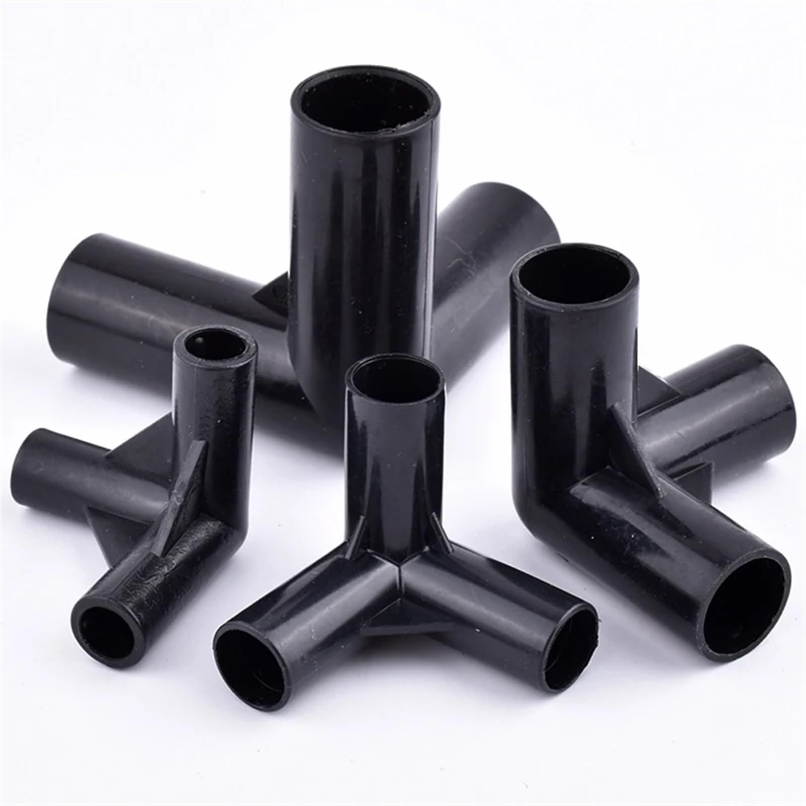 Raccordo per tubi da giardino 2 pezzi 8~19 mm connettore a T in PVC nero connettore for acqua da giardino tenda armadio raccordi fissi fai da te telaio idroponico raccordi giunto(Inner Dia 19mm)