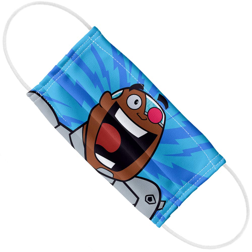 Popfunk Teen Titans Go! Cyborg Character Pattern 1-Ply Reusable Face Mask Covering with Adjustable Nose Wire, Unisex