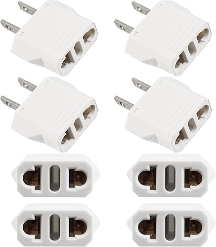 Paquete de 8 adaptadores de enchufe europeo a EE. UU.CA, enchufe de alimentación de viaje, enchufe de alimentación universal, enchufe de pared,