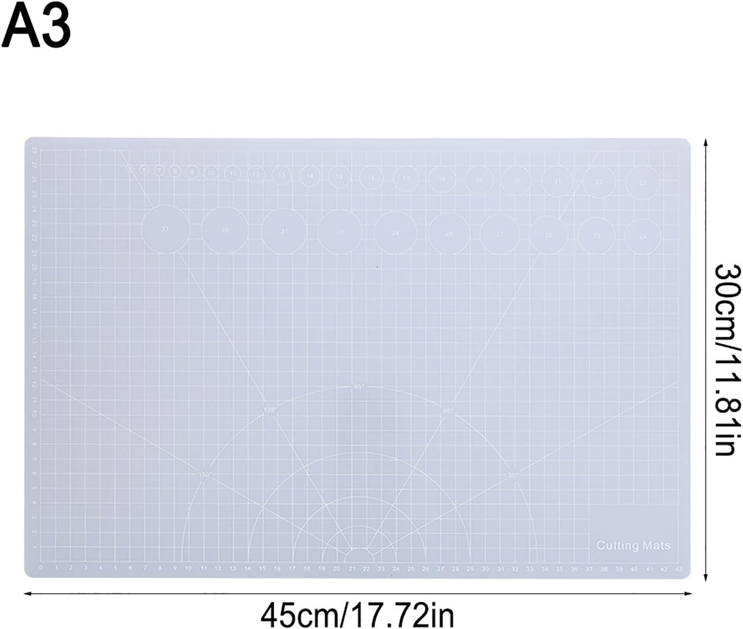 Self Healing Cutting Mat, Translucent Cutting Mat, Non Slip Gridded Cutting Board for Writing, Drawing, Paper Carving (A3-translucent cutting board)