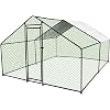 Large Metal Chicken Coop with Run, Walkin Poultry Cage for Outdoor and Yard Farm Use, Waterproof Cover, Duck Rabbit Cat House Chicken Run Pen (13.1'L x 9.8'W x 6.6'H)