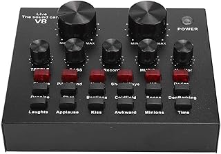 Heayzoki Live Broadcast Sound Card 112 Kinds of Electric Sound Support for Dual Mobile Phone Computer,Live Sound Card With 7 Kinds of Connection Methods,For Recording Song,Game,Speech Conference