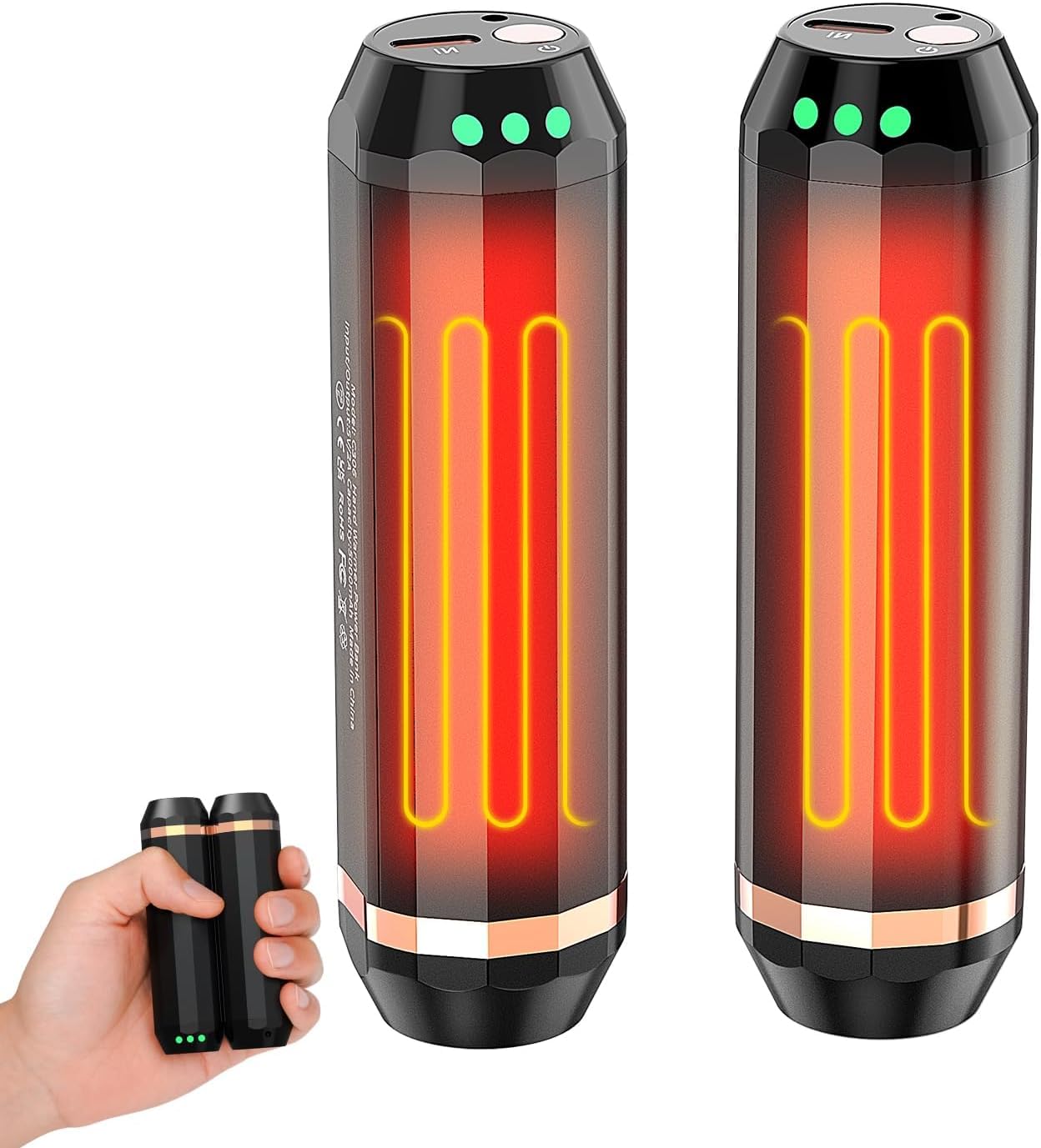 Handwärmer wiederaufladbar, Geteilte magnetische elektrische Handwärmer 2 Packungen, Handwärmer wiederverwendbar 3 Wärmestufen, tragbares Powerbank-Ladegerät 1000mAh, warmes Geschenk im Winter