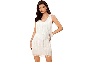Women's Layered Fringe Trim V Neck Keyhole Backless Short Pencil Dress