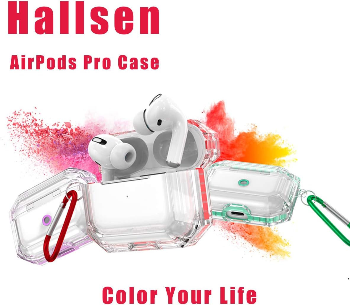 Hallsen AirPods Pro Case, [Upgraded] Soft Crystal Clear Bumper Case Cover for Apple AirPods Pro with Keychain Anti-Slip Anti-Yellowing Anti-Scratches for Men & Women (White)