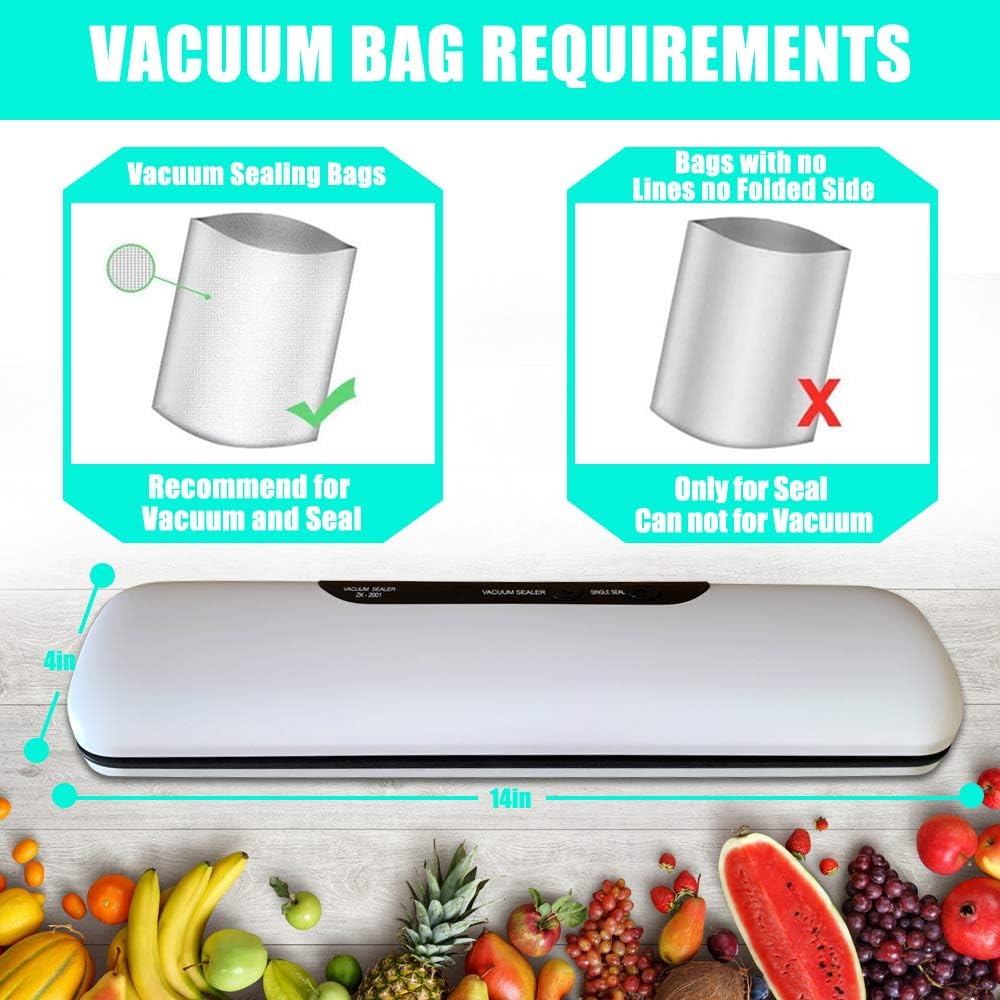 Vacuum Sealer Machine,60 Kpa One-Touch Food Preservation Sealing Machine,Automatic Vacuum Sealing System,with Inclued 10 Vacuum Food Pockets (White)