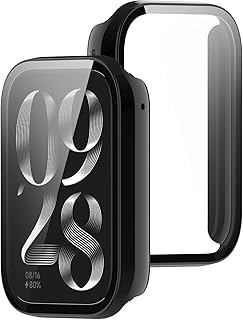 For シャオミ Band 9 Pro カバー xiaomi smart band 9 pro ケース 超薄型 PC+ガラス素材 一体型 xiaomi(シャオミ)band 9 pro ケース対応 全面保護 超薄型 装着簡単 耐衝撃 高透過率 指紋防止 傷防止(ブラック)