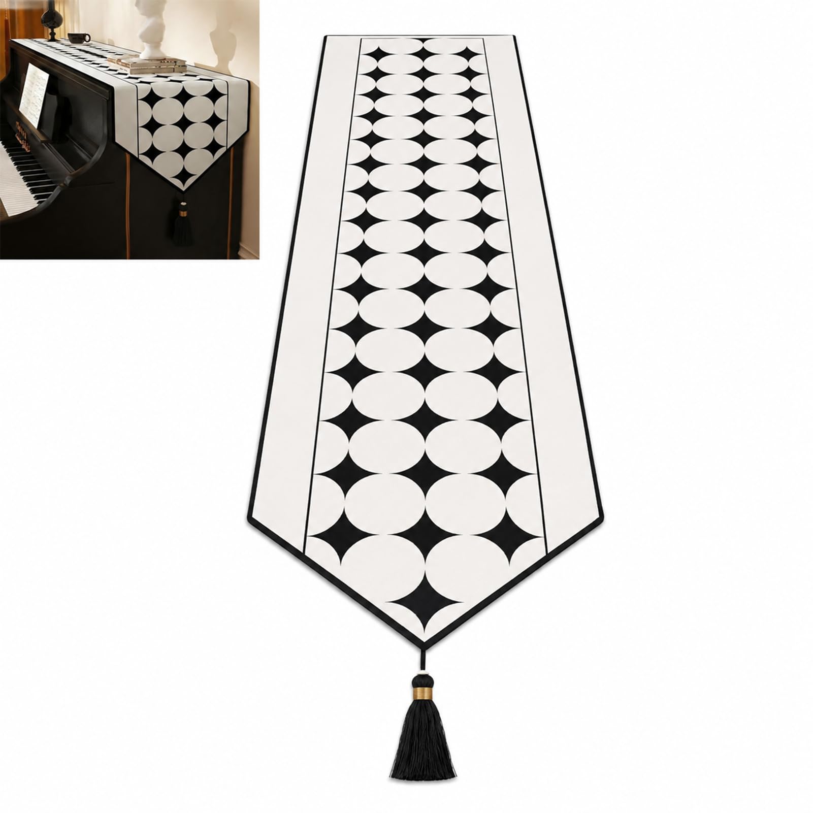 ZeptiHOM Piano Cover Luxury Runner for Upright Piano, Musical Instruments & Dresser - Waterproof Table Runner for Home Living Room TV Cabinet Dust Cover (30 * 200cm,A)