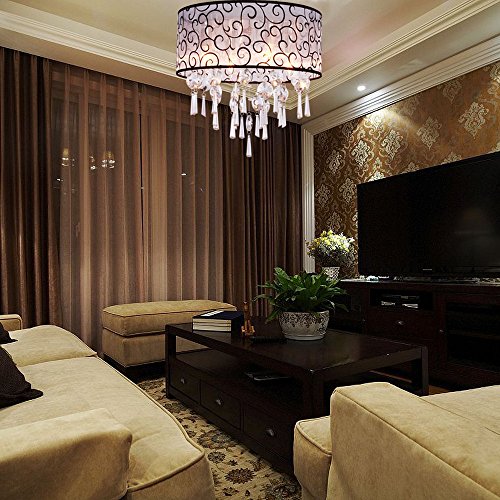 Dinggu Modern 4 Lights Drum Flush Mounted Crystal Ceiling Light Chandelier #TOP1